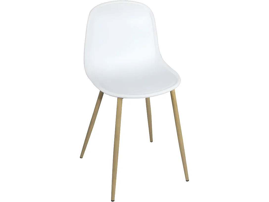 Lot 2 chaises de cuisine design pieds métal ton bois clair YENI (blanc)