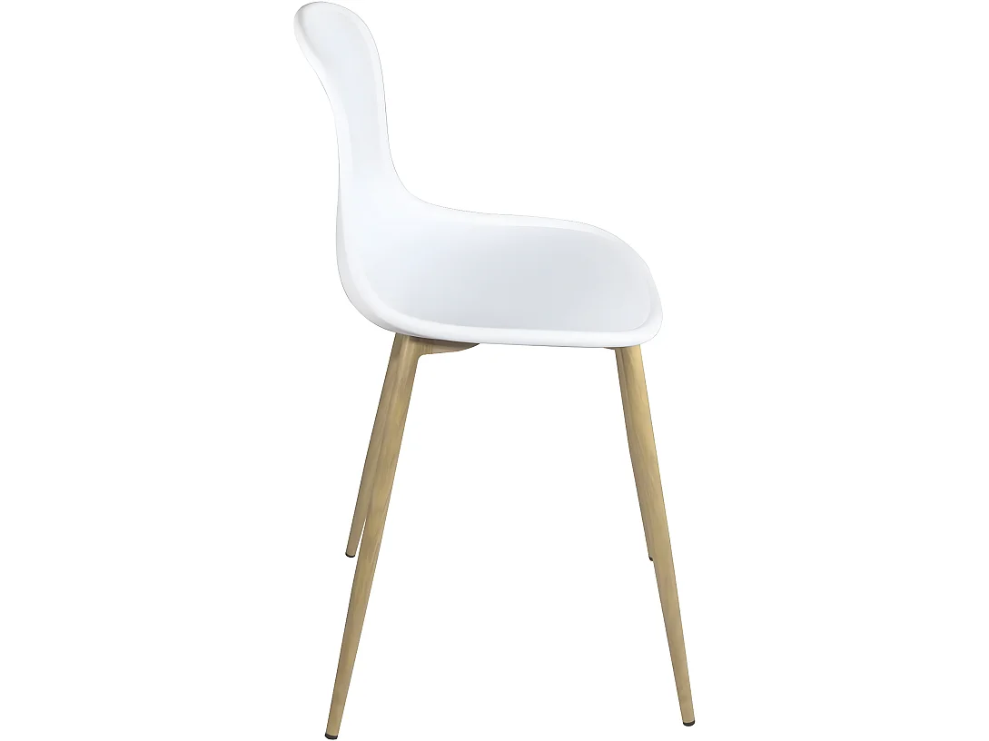 Lot 2 chaises de cuisine design pieds métal ton bois clair YENI (blanc)