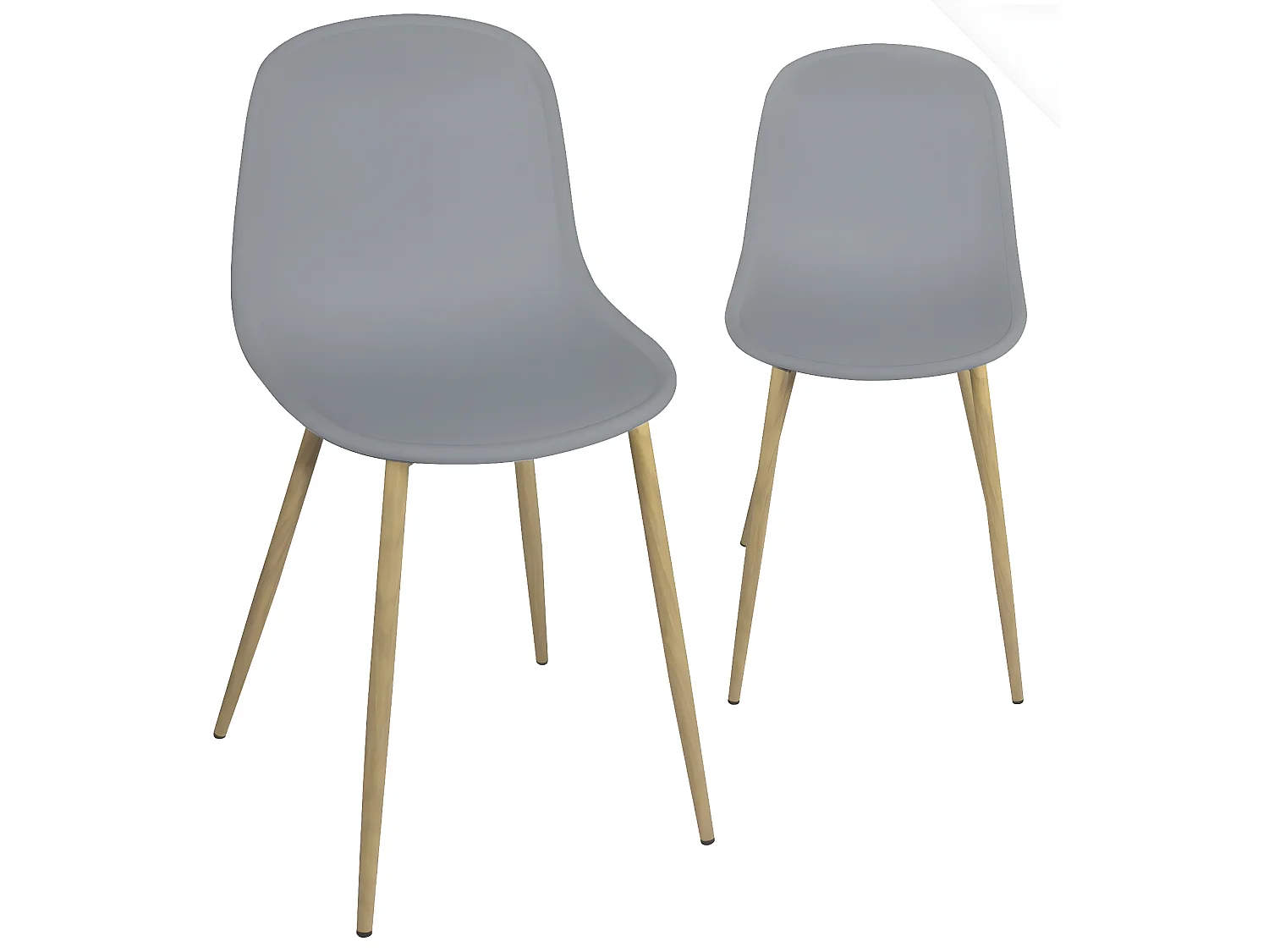 Lote de 2 sillas de cocina de diseño escandinavo con patas de metal tono madera clara YENI (gris)