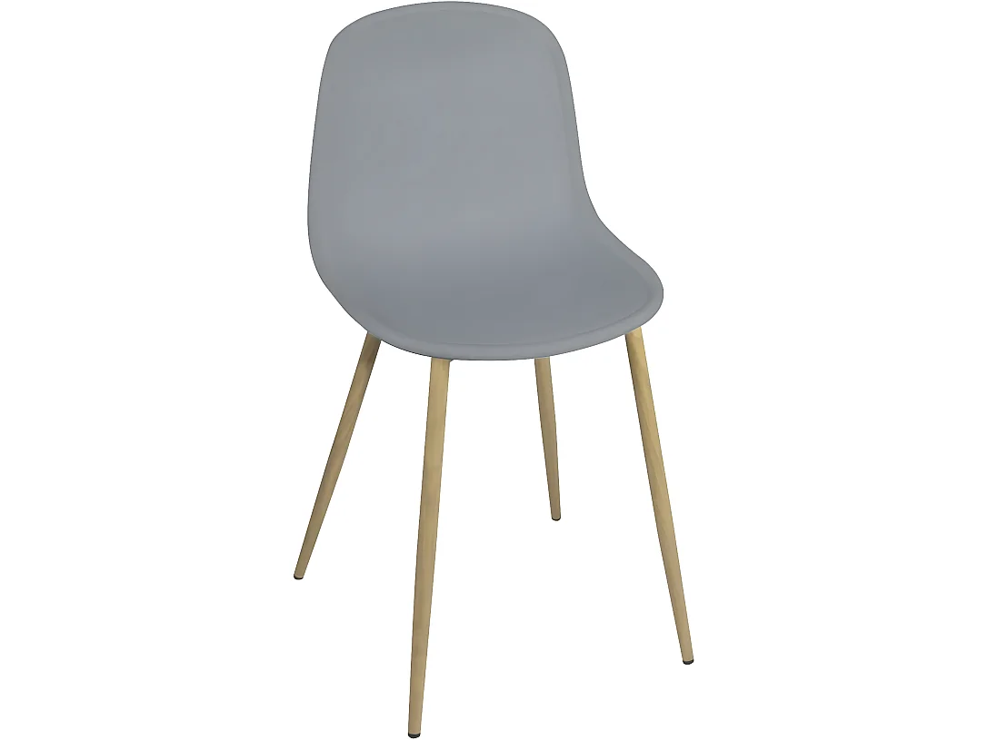 Lote de 2 sillas de cocina de diseño escandinavo con patas de metal tono madera clara YENI (gris)