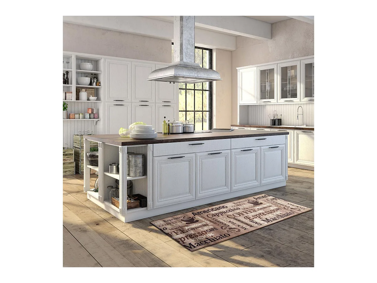 tapis chambre 67x180 beige motif texte CAFE LOVE