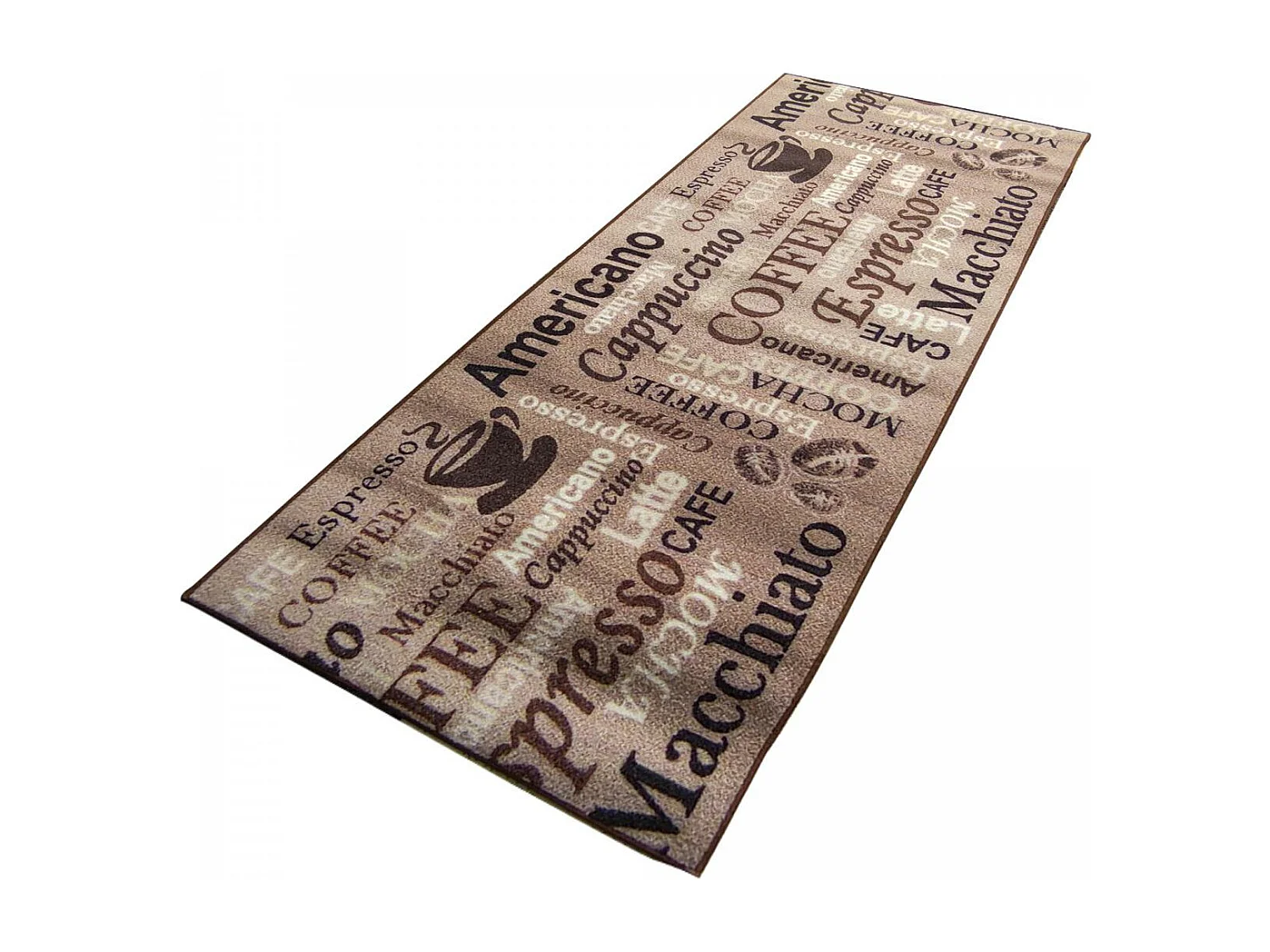 tapis chambre 67x180 beige motif texte CAFE LOVE