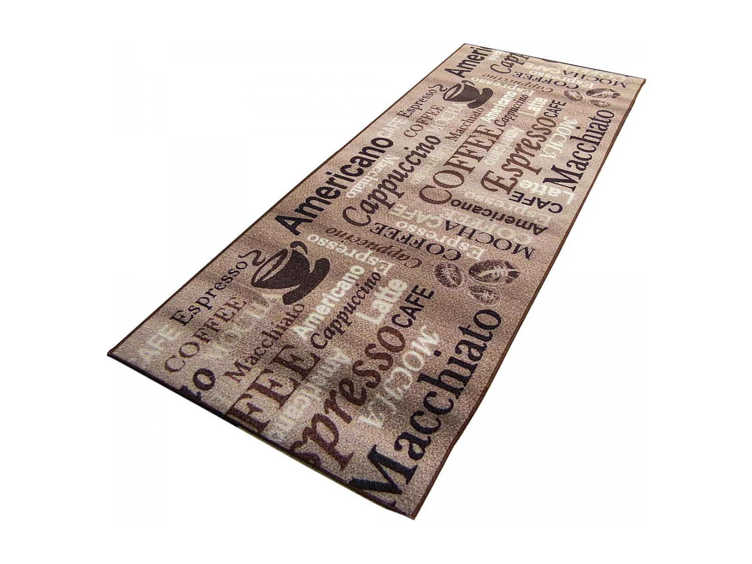 tapis chambre 67x180 beige motif texte CAFE LOVE