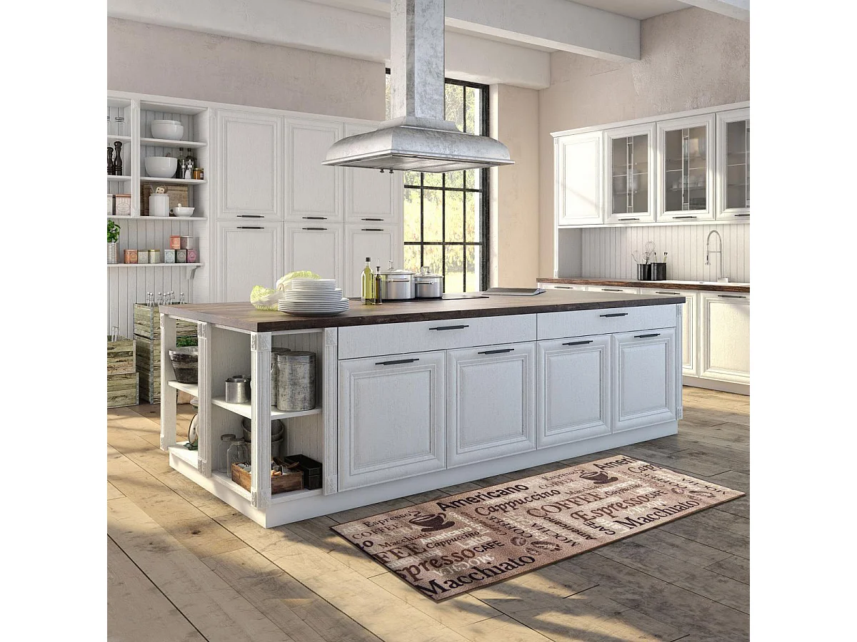 tapis chambre 67x180 beige motif texte CAFE LOVE