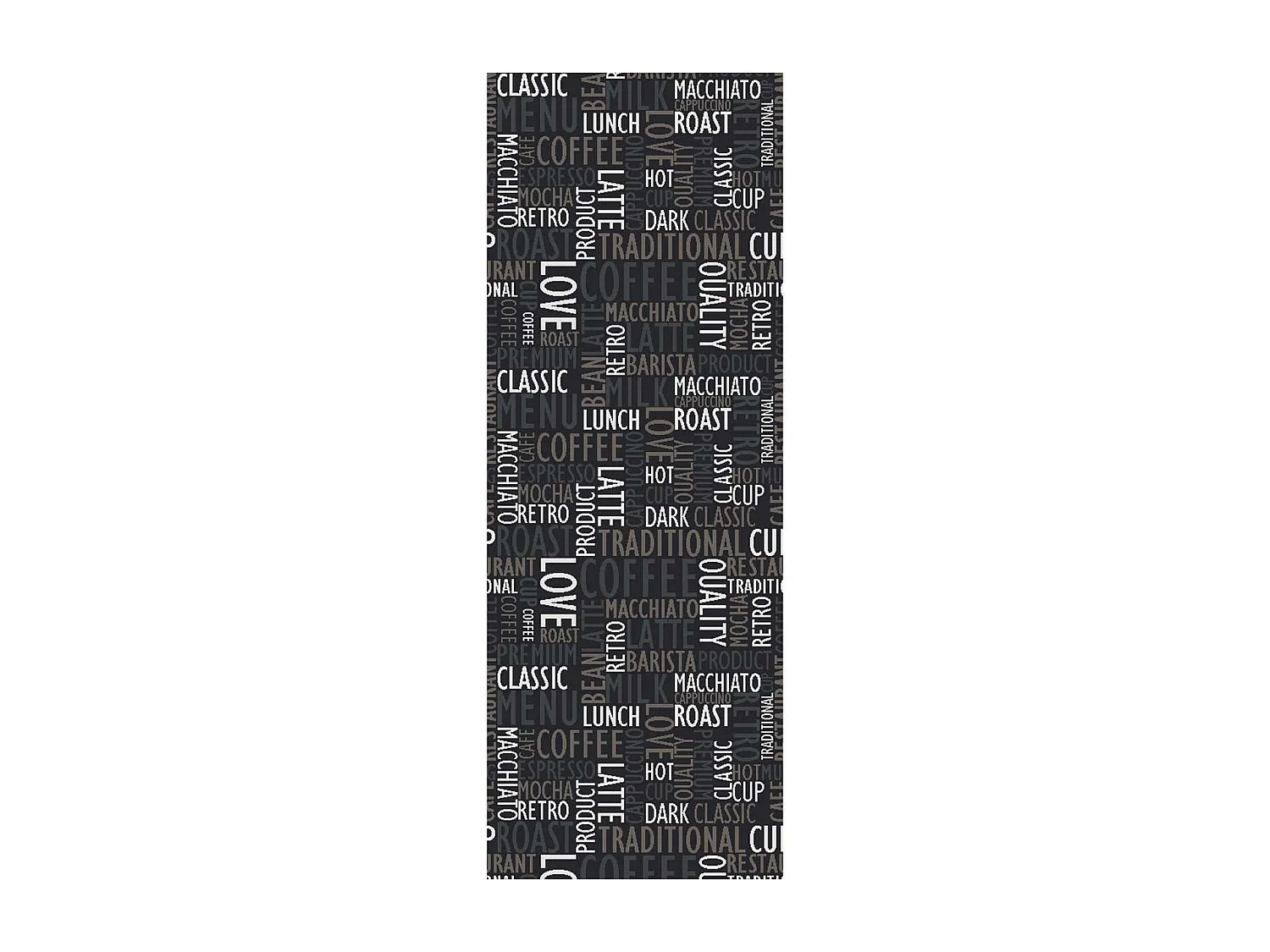 tapis cuisine 67x180 gris motif texte CAFE LOVE