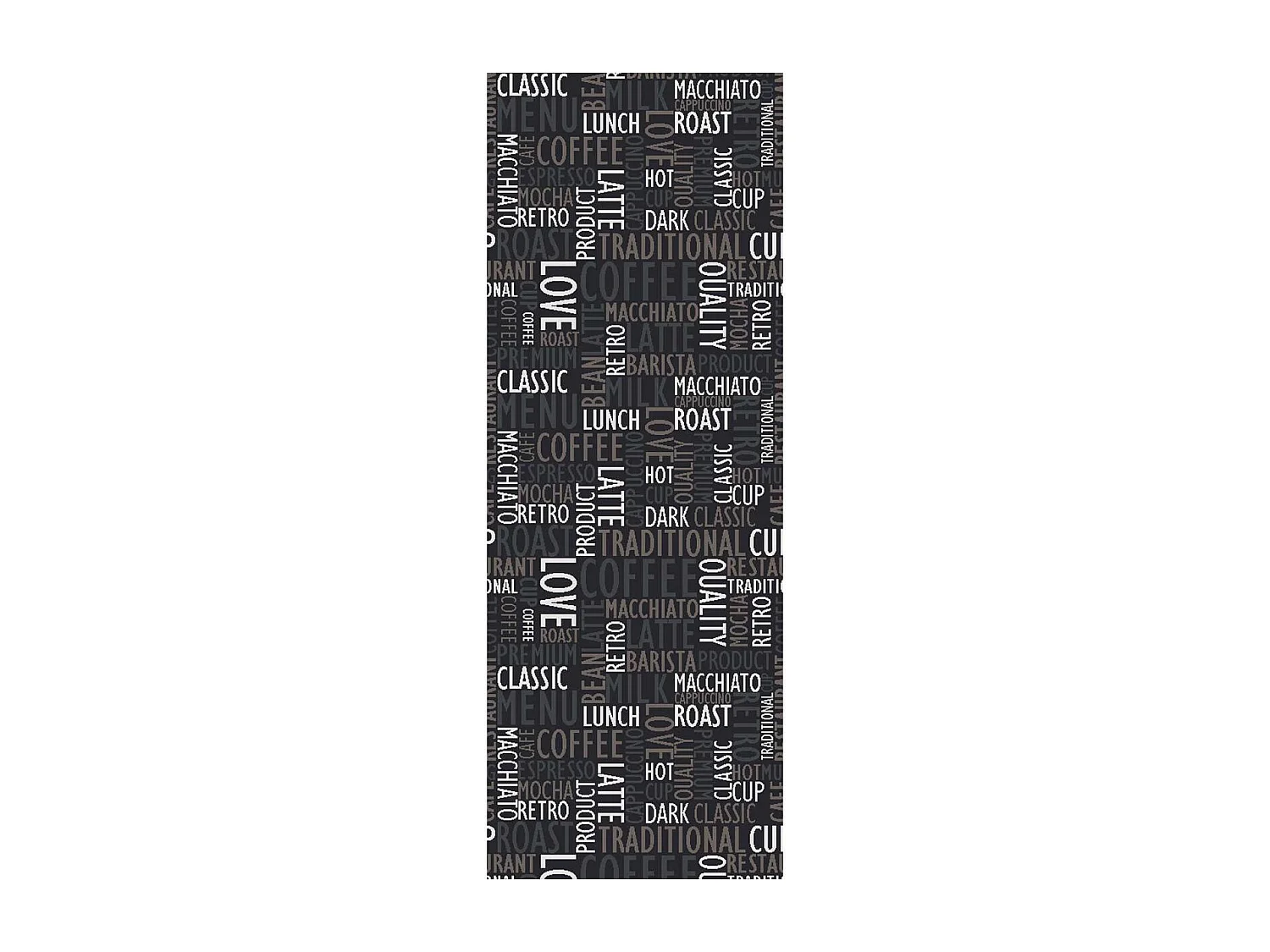 tapis cuisine 67x180 gris motif texte CAFE LOVE