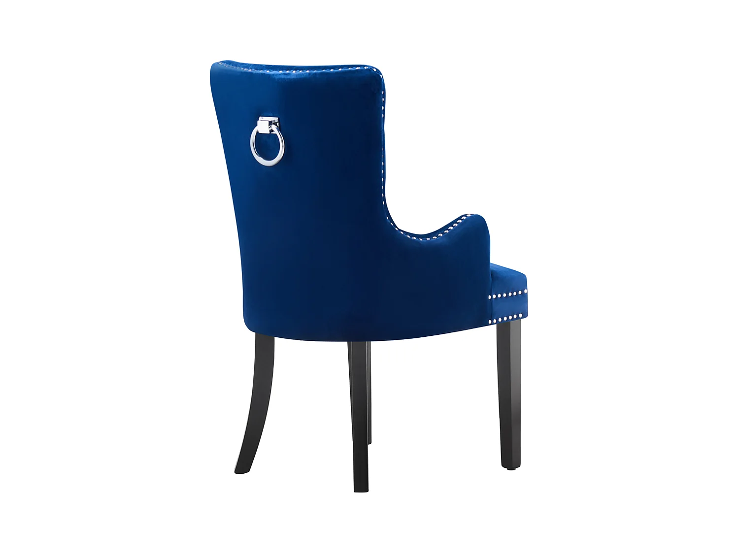 Windsor - Lot de 2 Chaises Capitonnée en Velours - Avec Accoudoirs - Pieds en Bois - Bleu