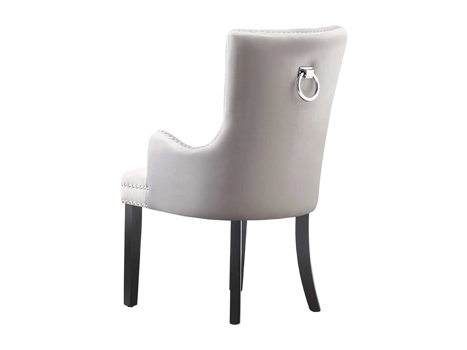 Windsor - Lot de 6 Chaises Capitonnée en Velours - Avec Accoudoirs - Pieds en Bois - Gris Clair