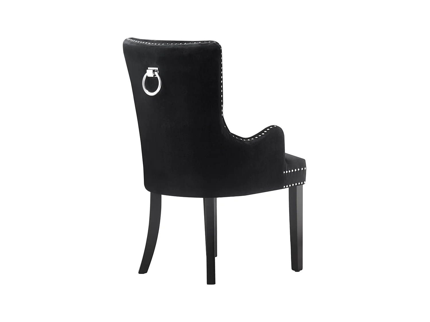 Windsor - Lot de 2 Chaises Capitonnée en Velours - Avec Accoudoirs - Pieds en Bois - Noir