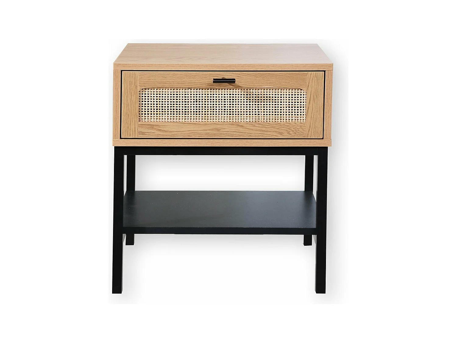 Nachttisch mit Rattanfront, Schublade und einem Regal H50 cm - JAYA
