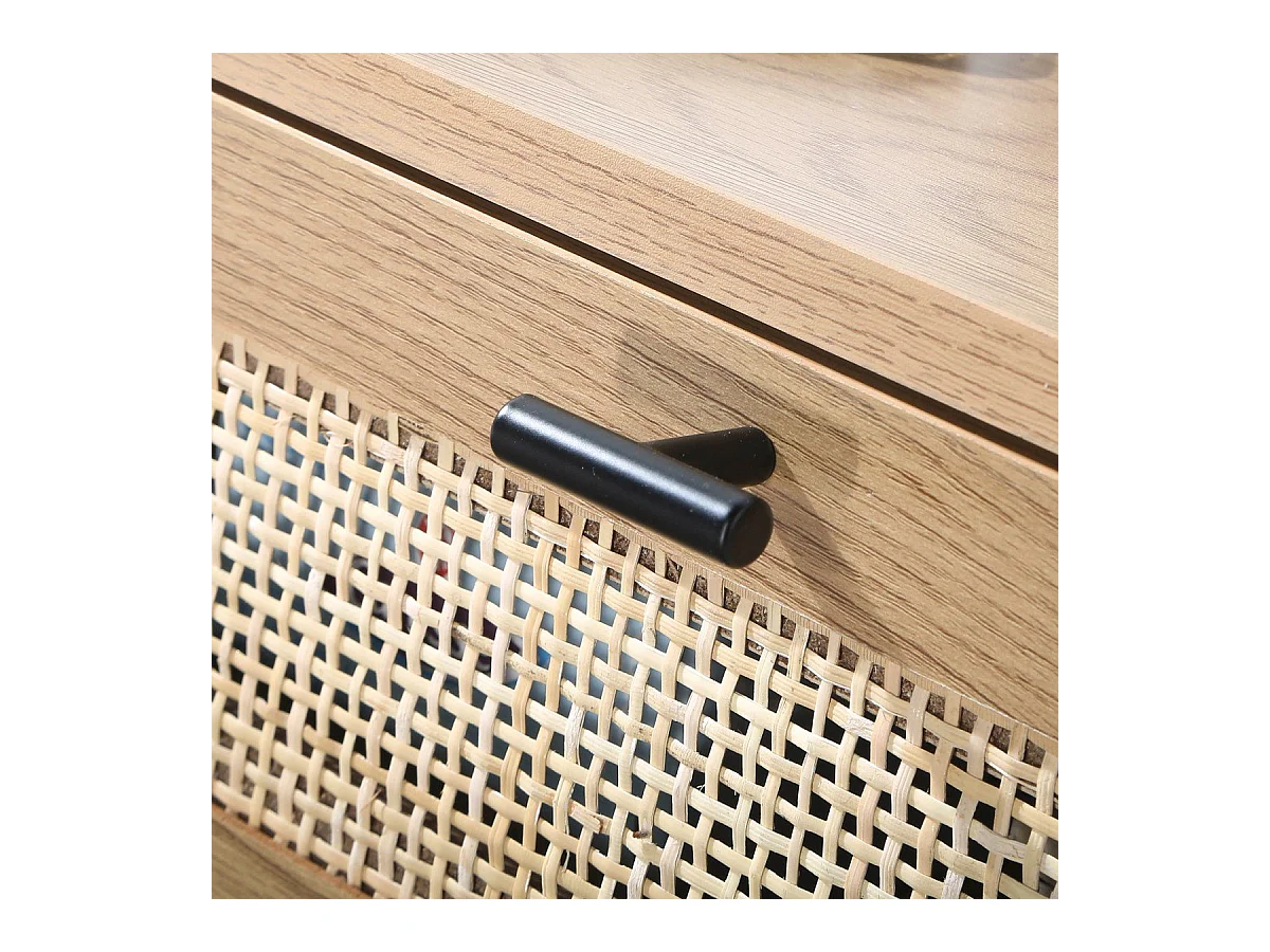 Nachttisch mit Rattanfront, Schublade und einem Regal H50 cm - JAYA