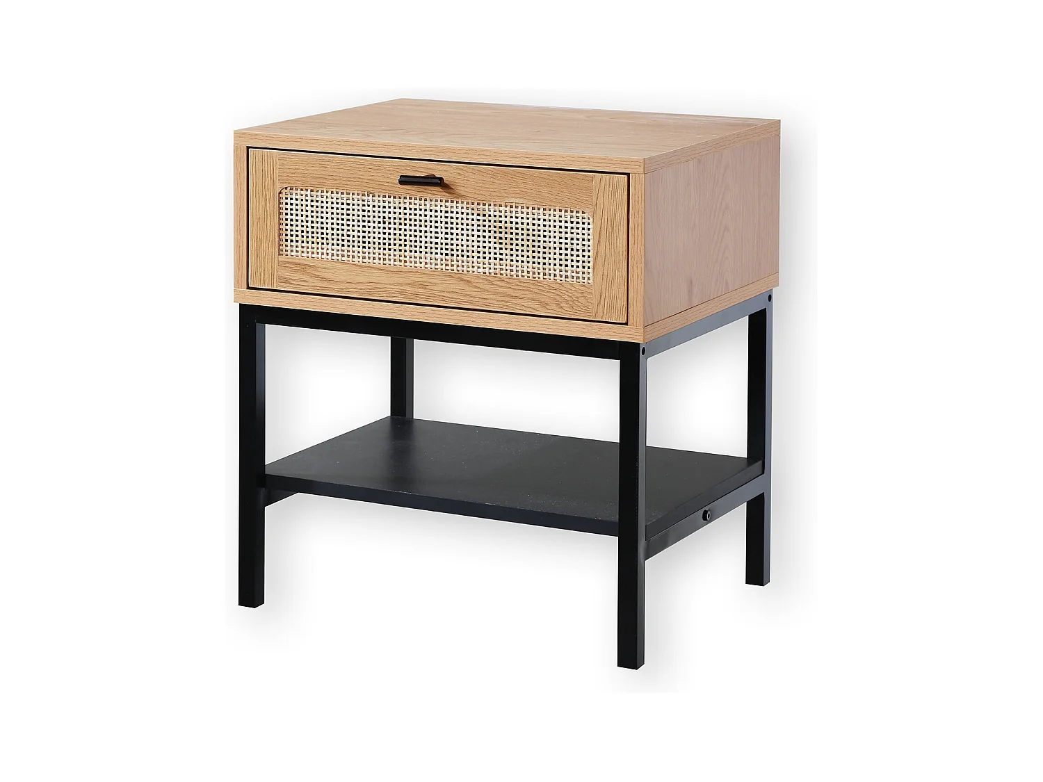 Nachttisch mit Rattanfront, Schublade und einem Regal H50 cm - JAYA