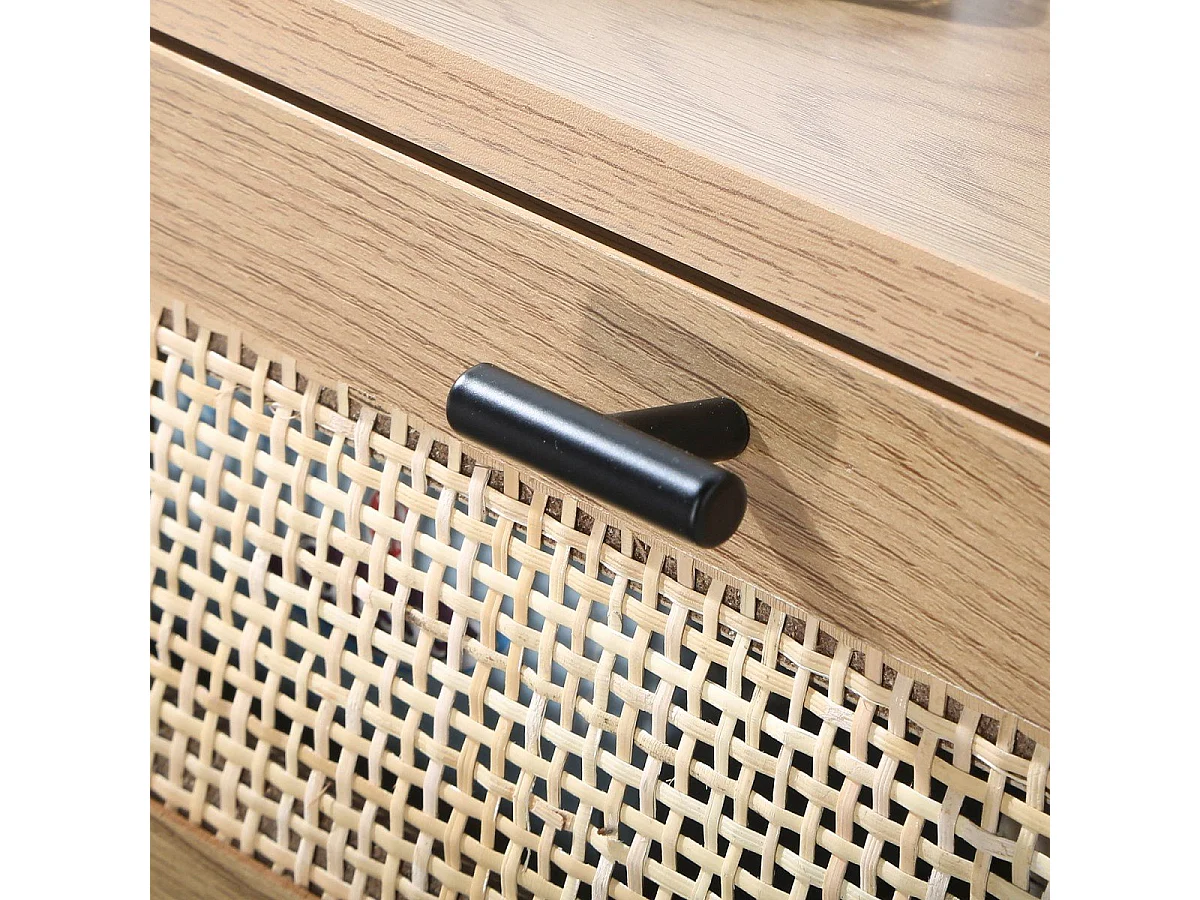 Nachttisch mit Rattanfront, Schublade und einem Regal H50 cm - JAYA