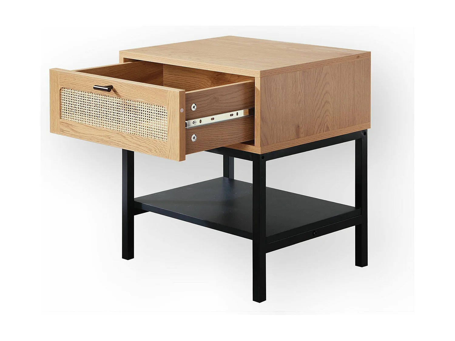 Nachttisch mit Rattanfront, Schublade und einem Regal H50 cm - JAYA