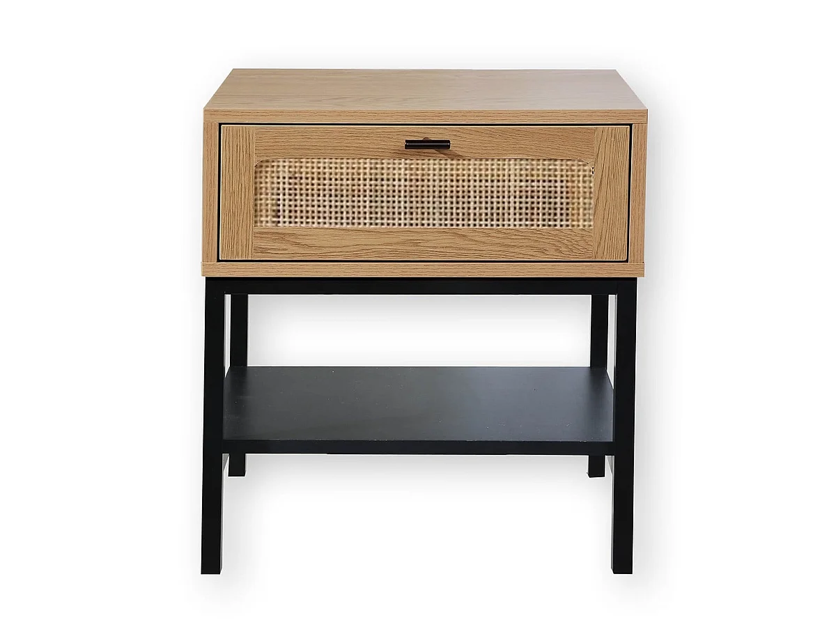 Table de Chevet 1 Tiroir Rotin avec Étagère H50 cm - JAYA