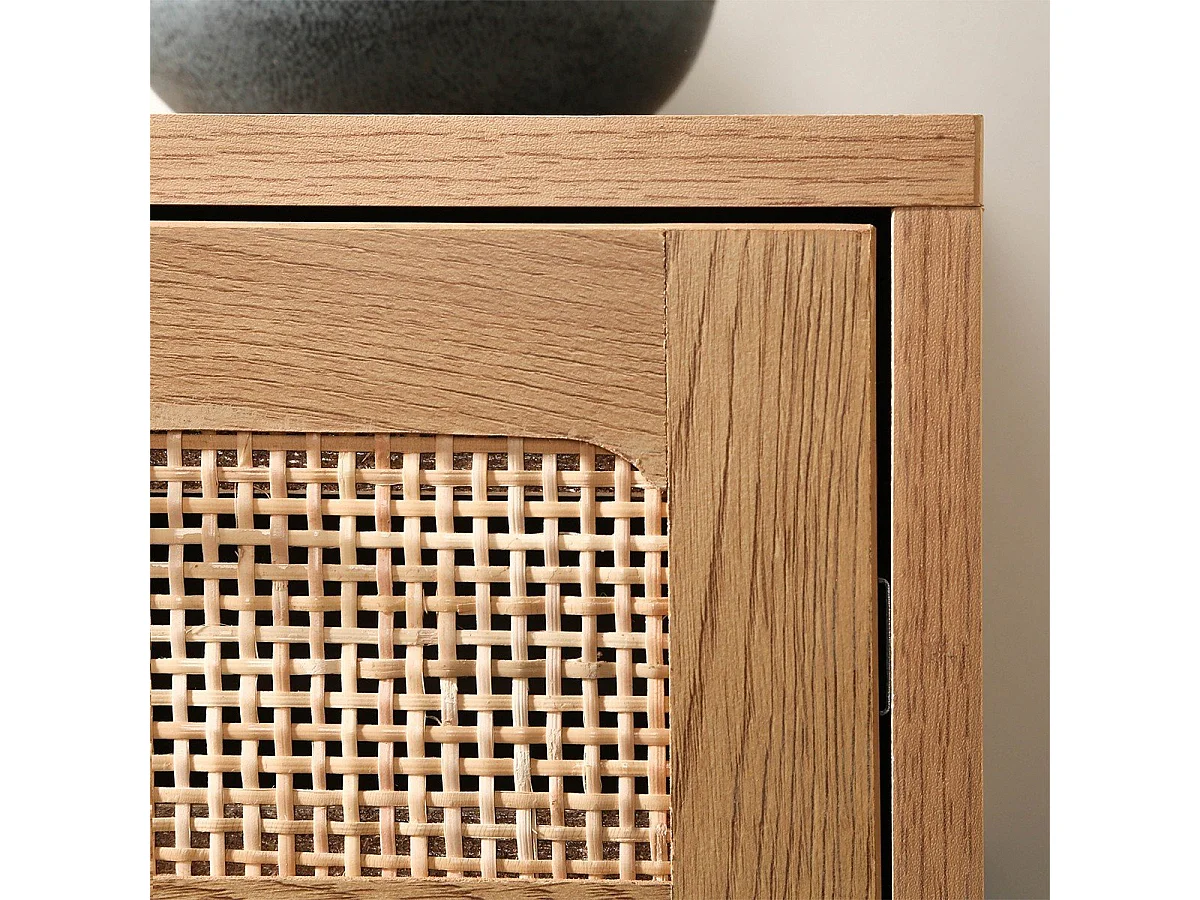 Table de Chevet 1 Tiroir Rotin avec Étagère H50 cm - JAYA