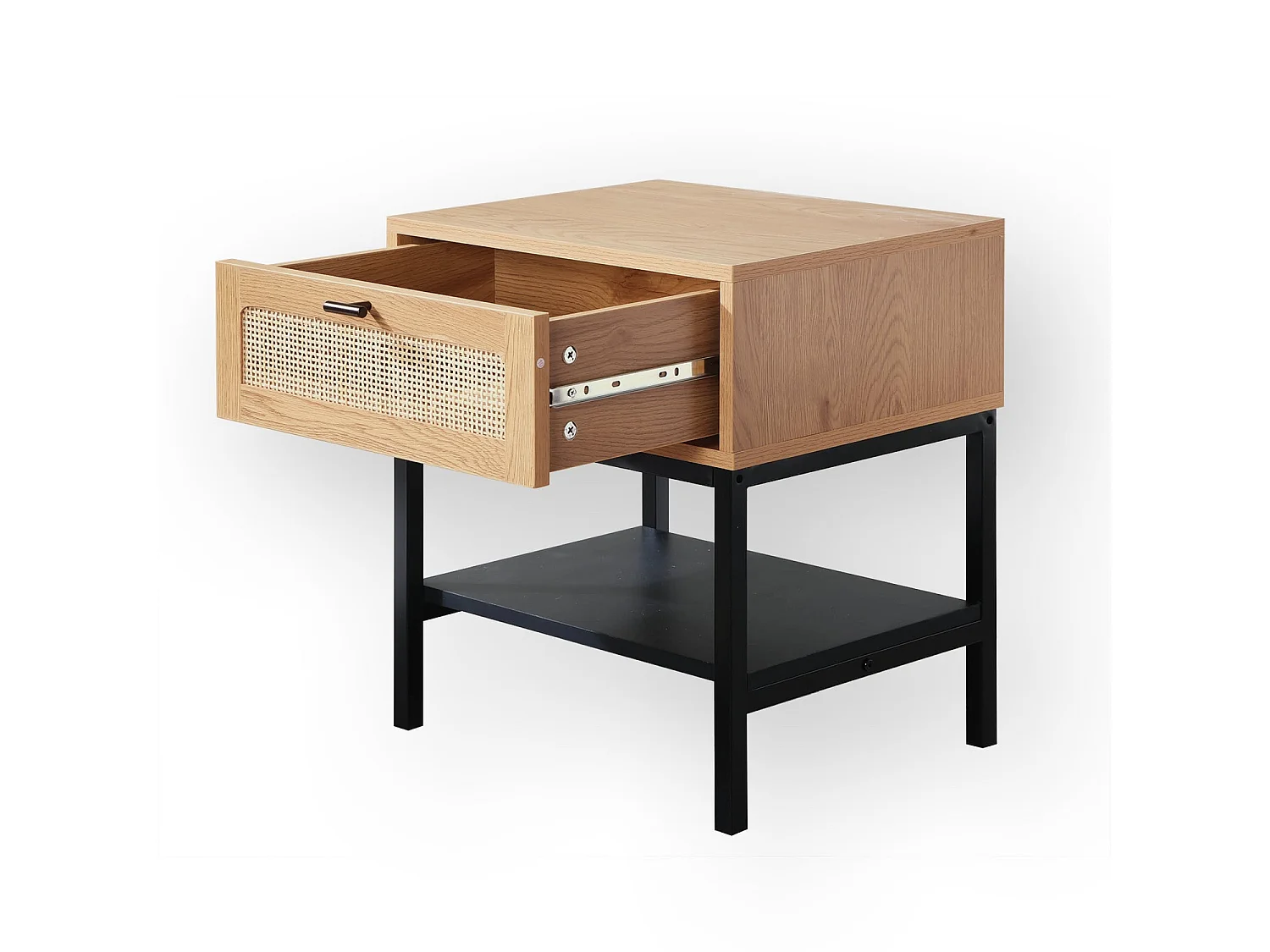 Table de Chevet 1 Tiroir Rotin avec Étagère H50 cm - JAYA