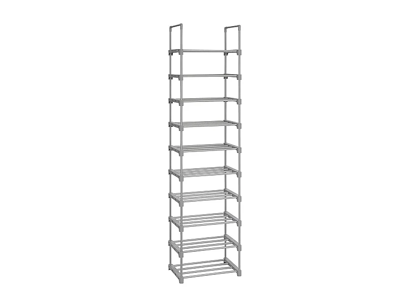 Etagère à chaussures en fer gris avec 10 niveaux modulables - L45 x H174 cm