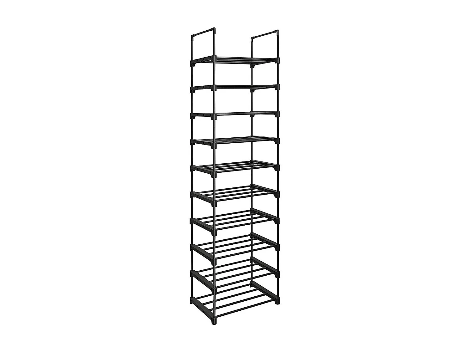 SONGMICS Skoställ, 10-facks metallställ för förvaring av skor, anpassningsbar design, metallram, platsbesparande ställ, för omklädningsrum, hall, 30 x 45 x 174 cm,