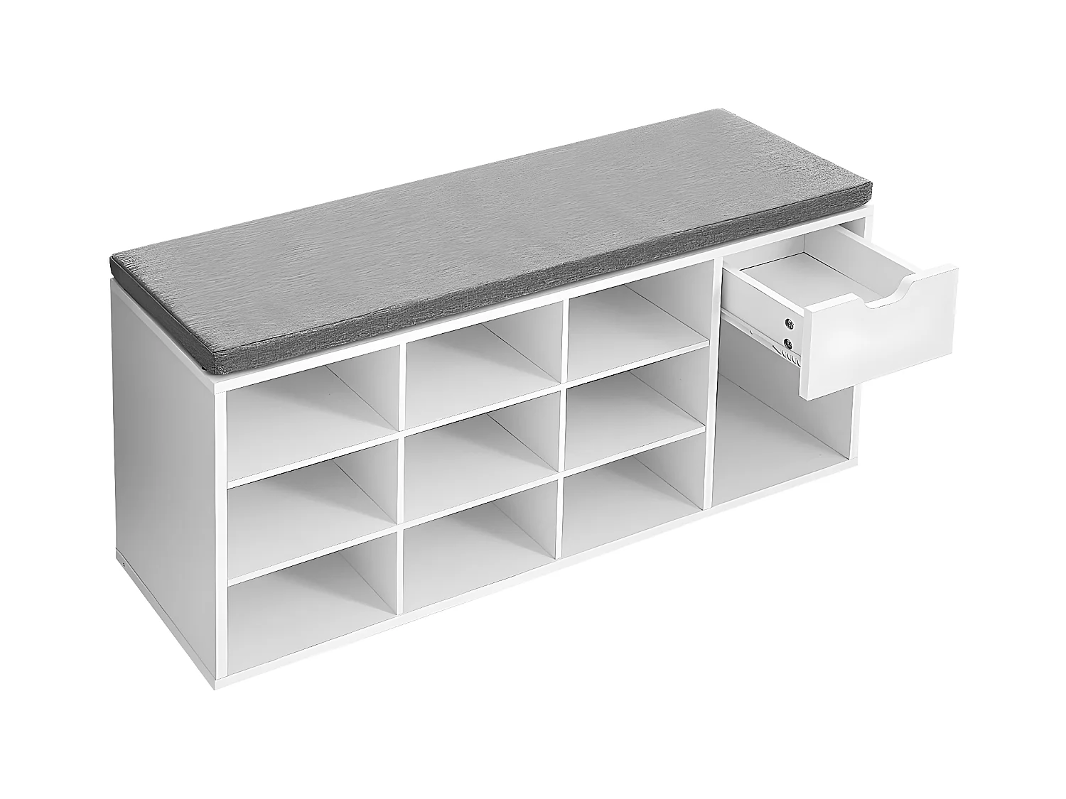 Schuhaufbewahrungsbank weiß 10 Nischen 1 Schublade