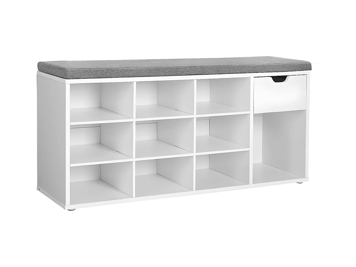 Schuhaufbewahrungsbank weiß 10 Nischen 1 Schublade