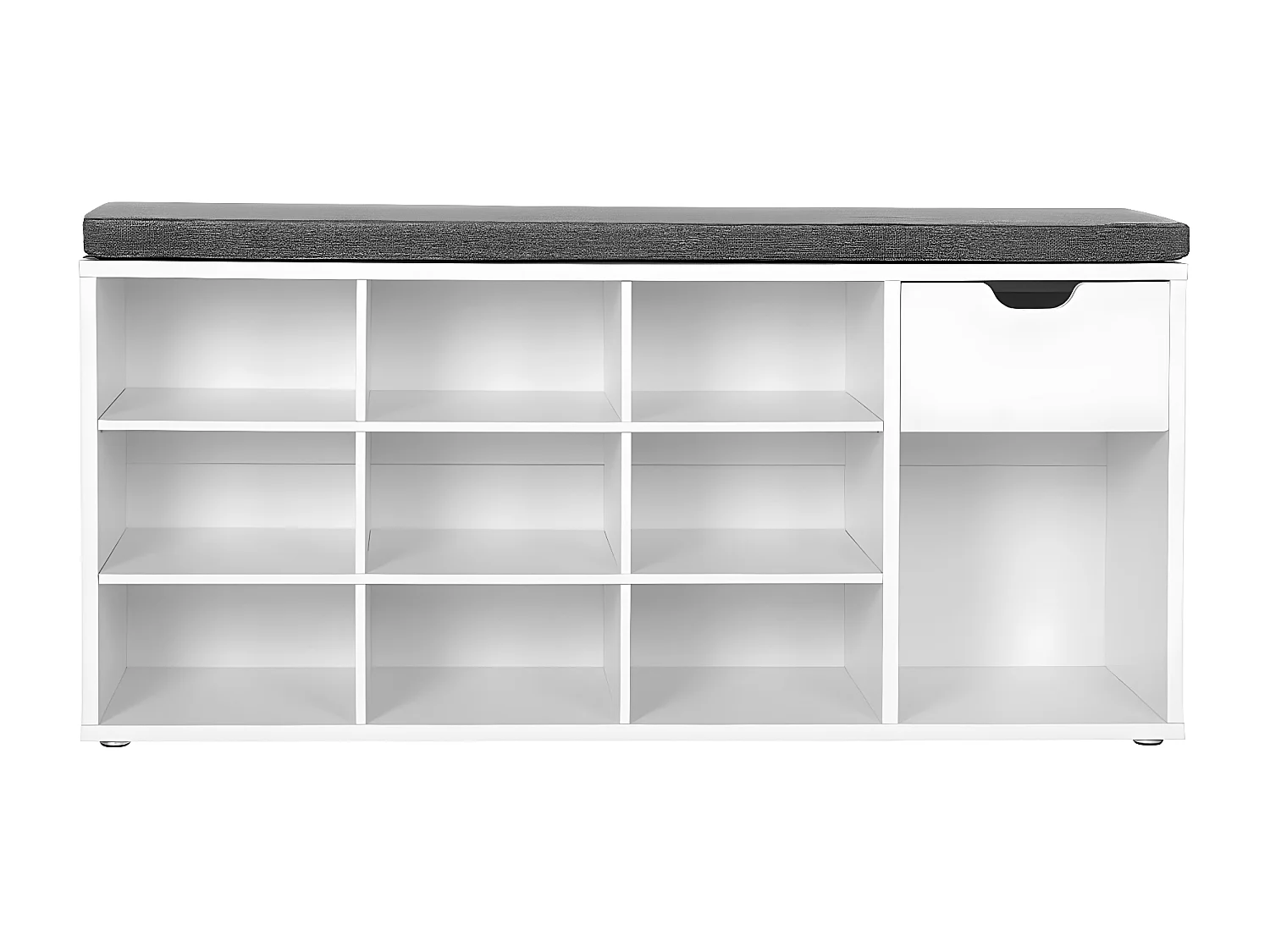 Banc de rangement chaussures blanc 10 niches 1 tiroir