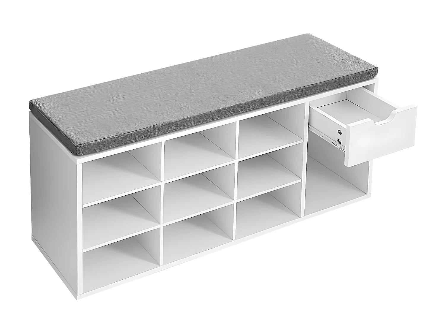 Banc de rangement chaussures blanc 10 niches 1 tiroir