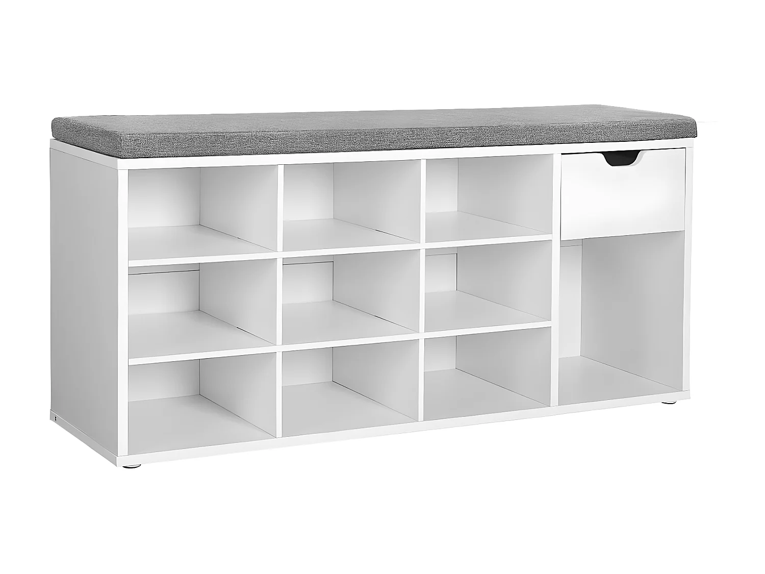 Banc de rangement chaussures blanc 10 niches 1 tiroir