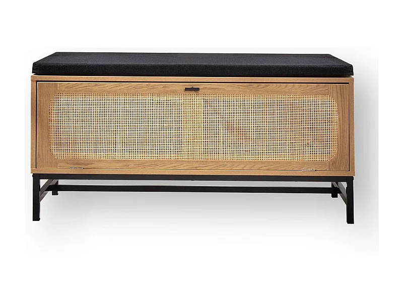 Bank mit Schuhablage und Rattanfront - L100 cm