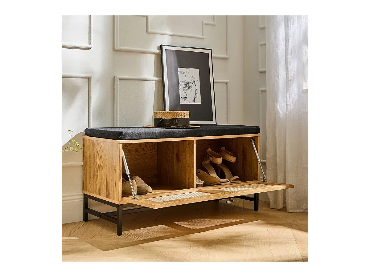 Schoenenbank en Rotan Voorkant - L100 cm