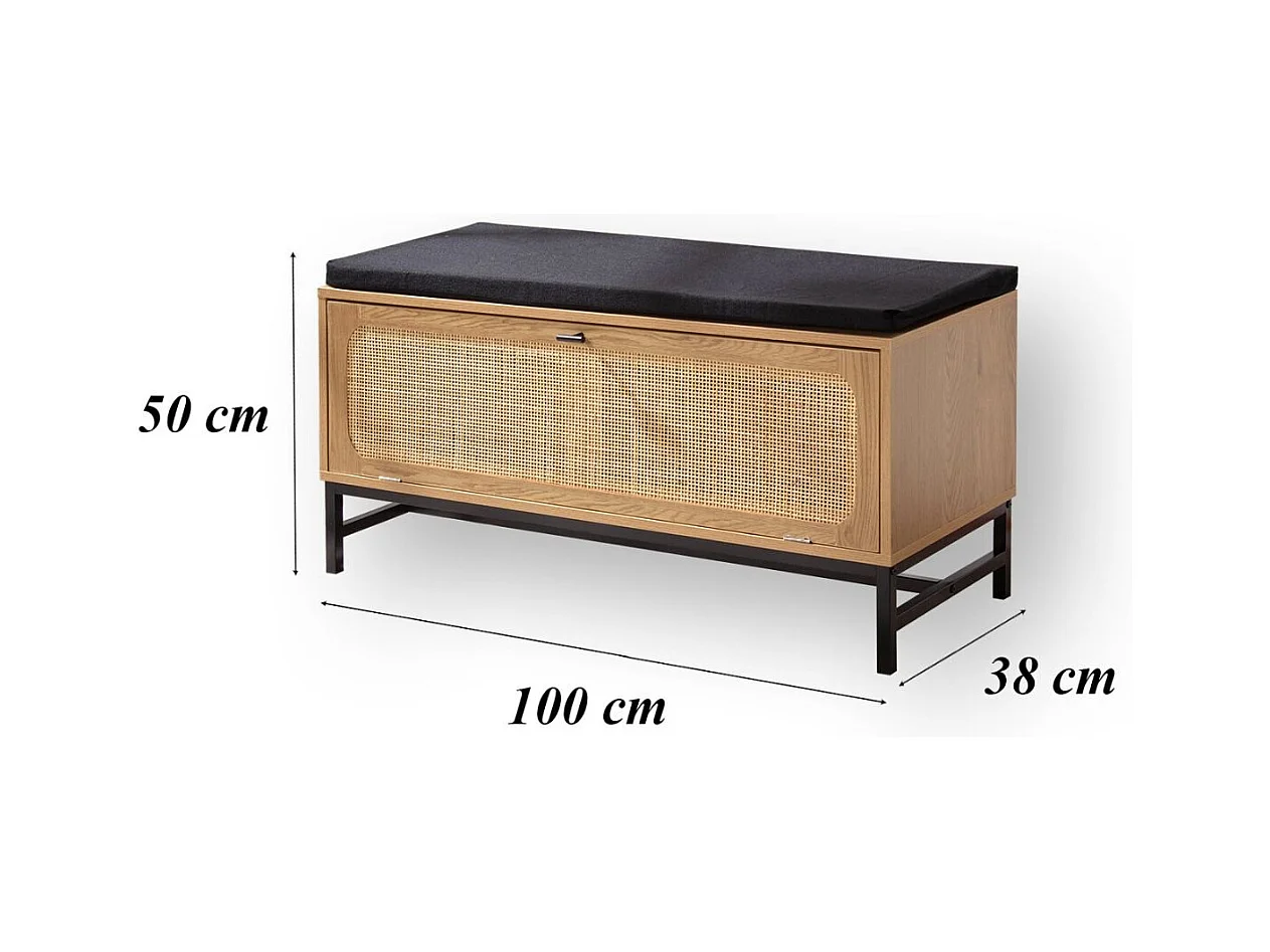 Schoenenbank en Rotan Voorkant - L100 cm