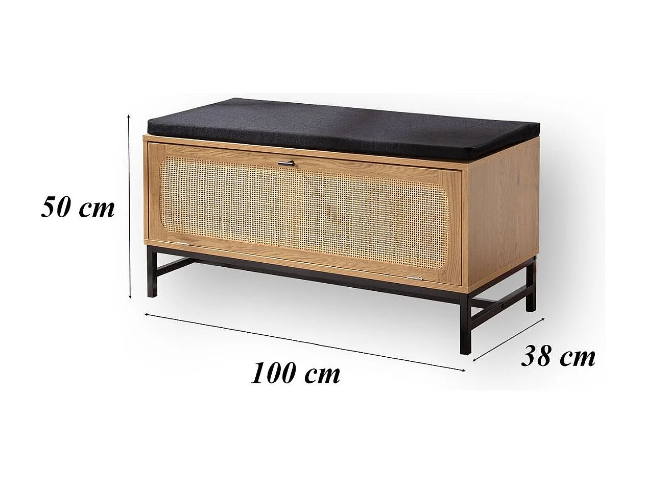 Schoenenbank en Rotan Voorkant - L100 cm