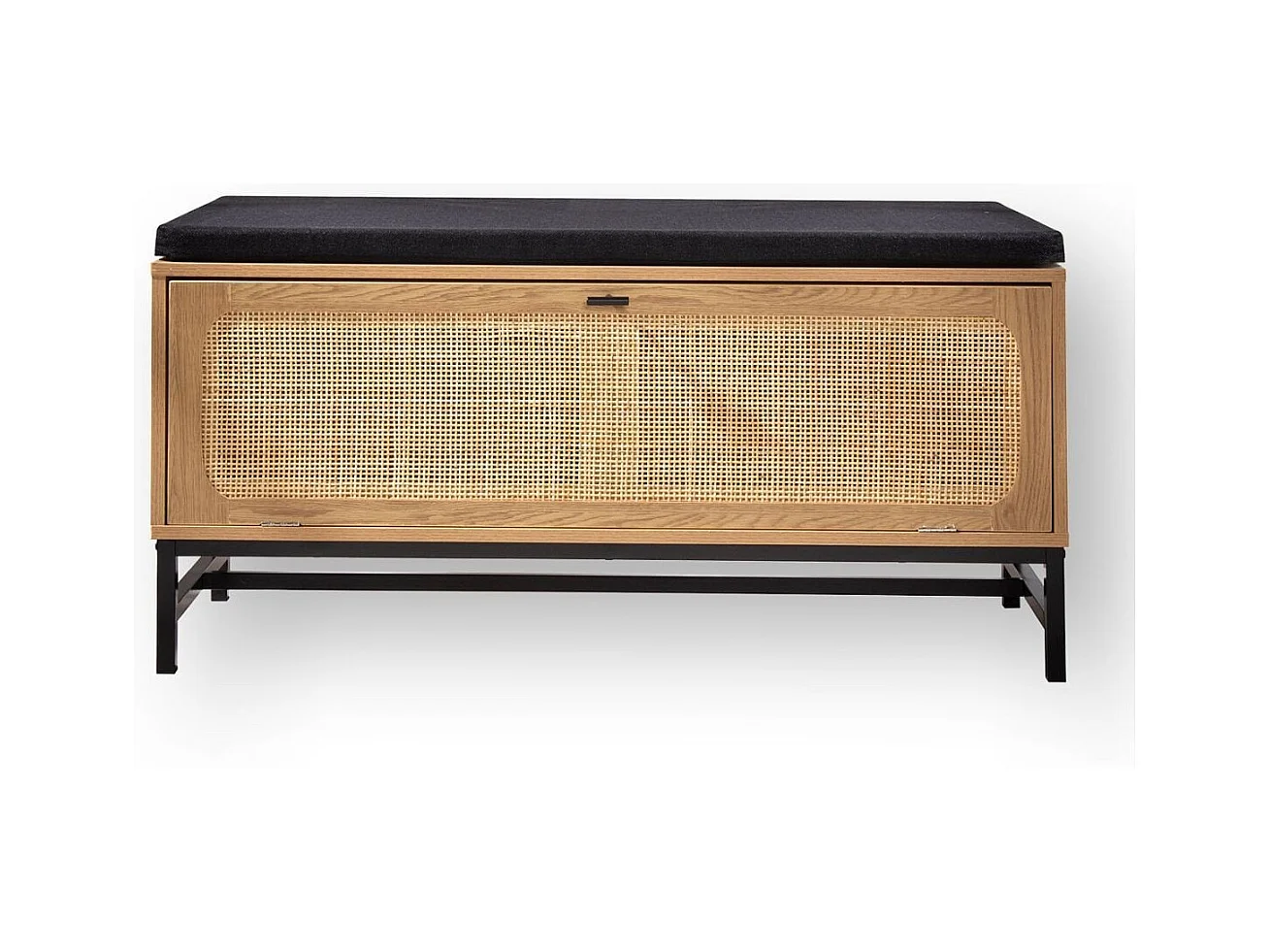 Banc d'entrée avec rangements, façade en rotin L100 cm - JAYA