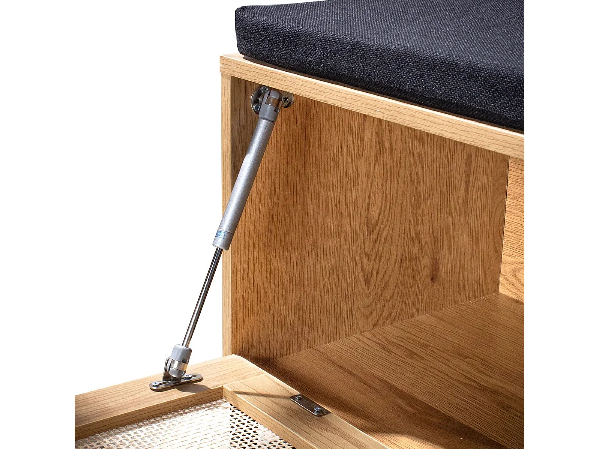 Banc d'entrée avec rangements, façade en rotin L100 cm - JAYA