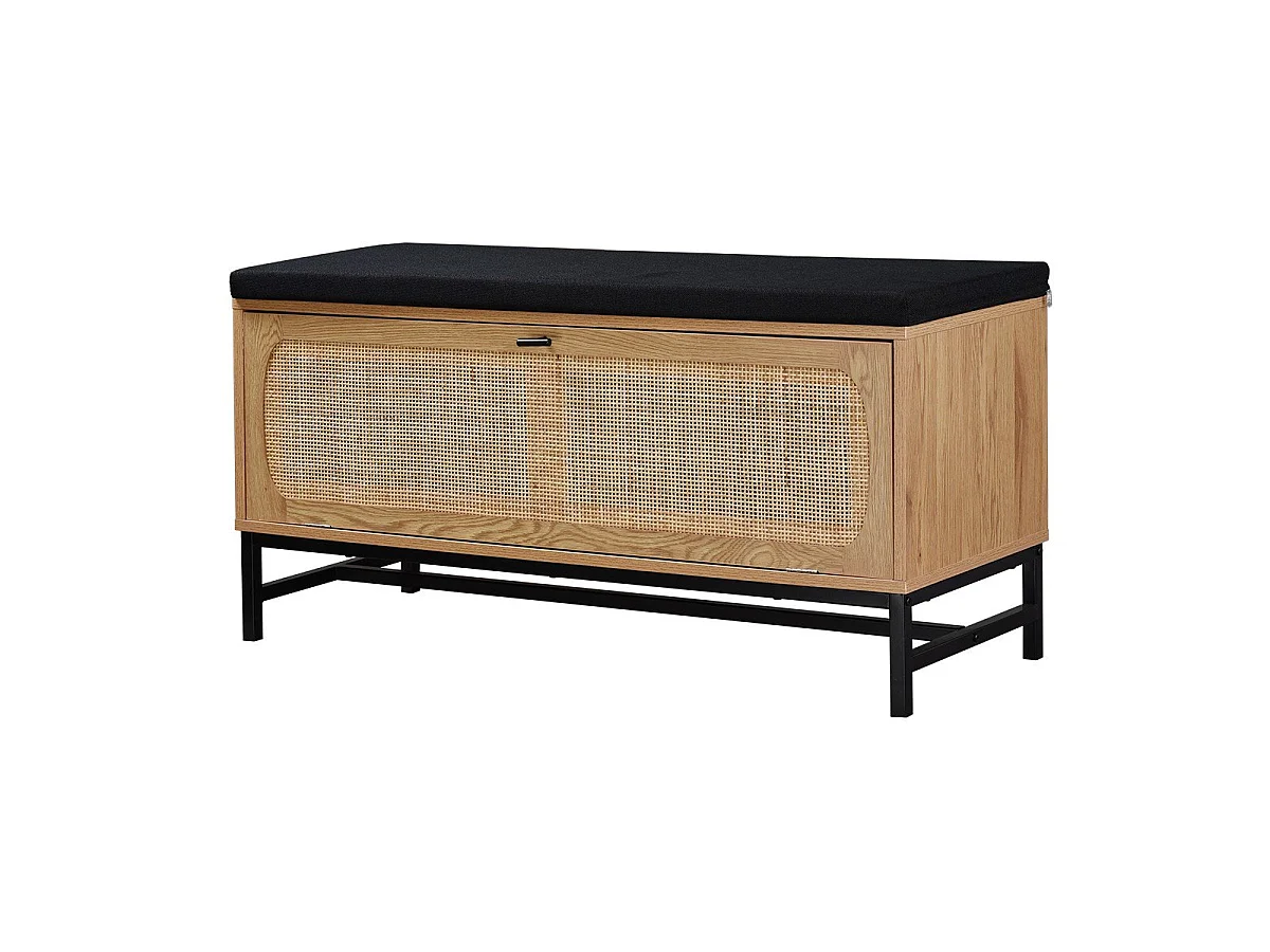 Bank mit Schuhablage und Rattanfront - L100 cm