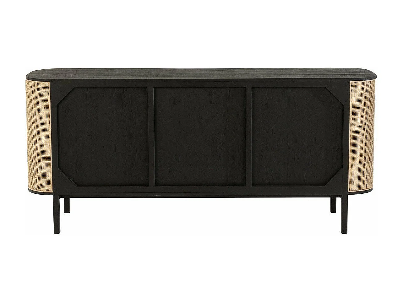 Buffet 3 porte Molly in legno esotico e rattan nero