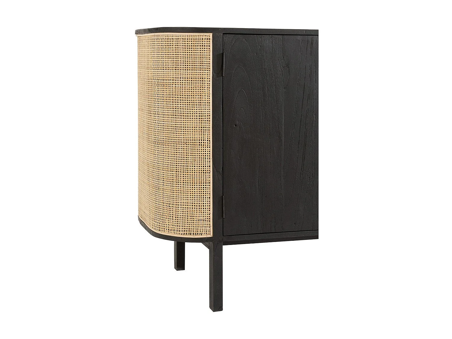Buffet 3 porte Molly in legno esotico e rattan nero