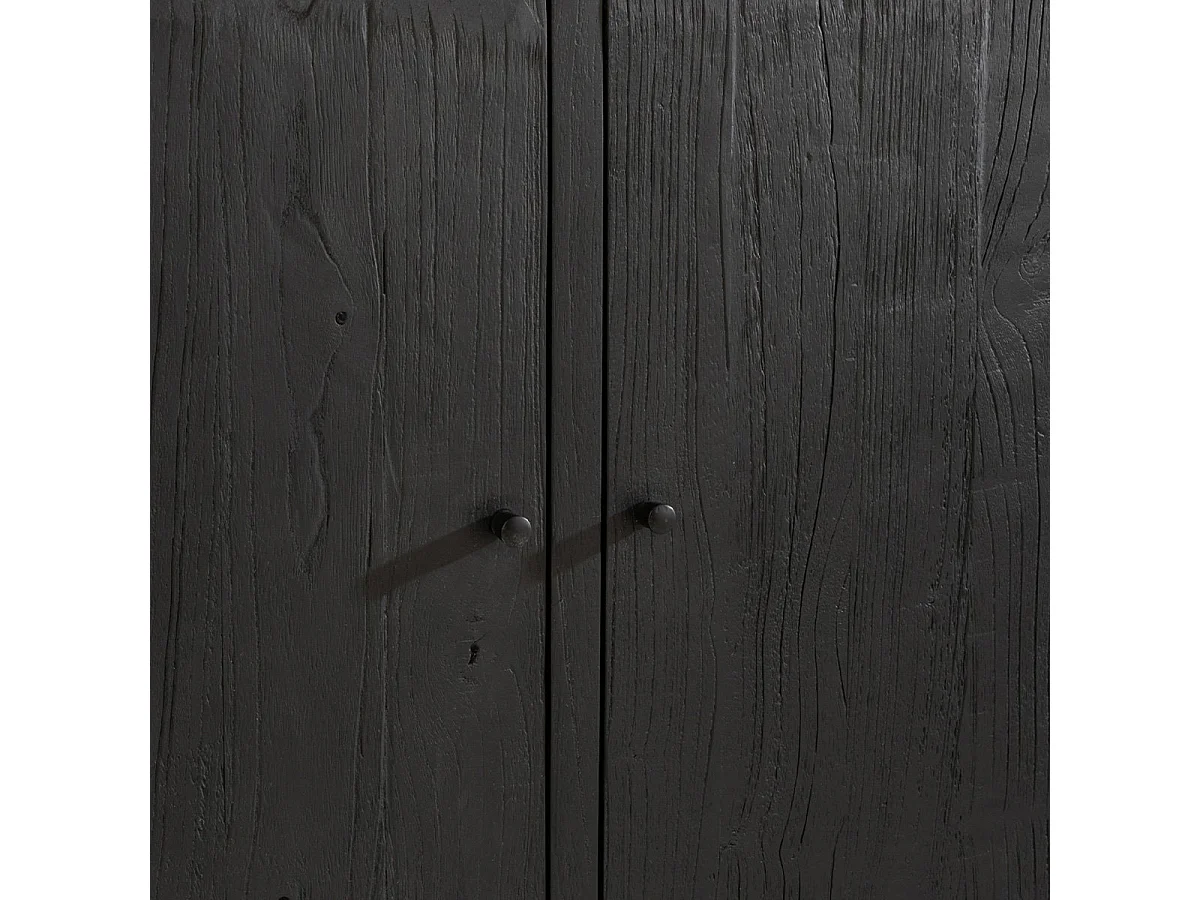 Buffet 3 porte Molly in legno esotico e rattan nero