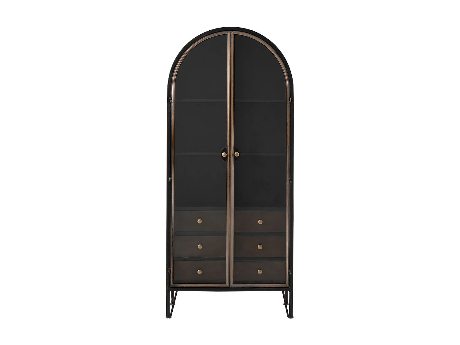 Armoire demi-cercle rond métal avec Vitrine - L71 cm