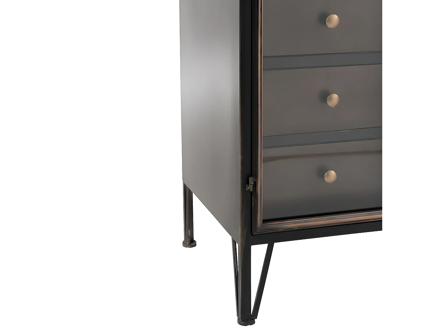 Armoire demi-cercle rond métal avec Vitrine - L71 cm