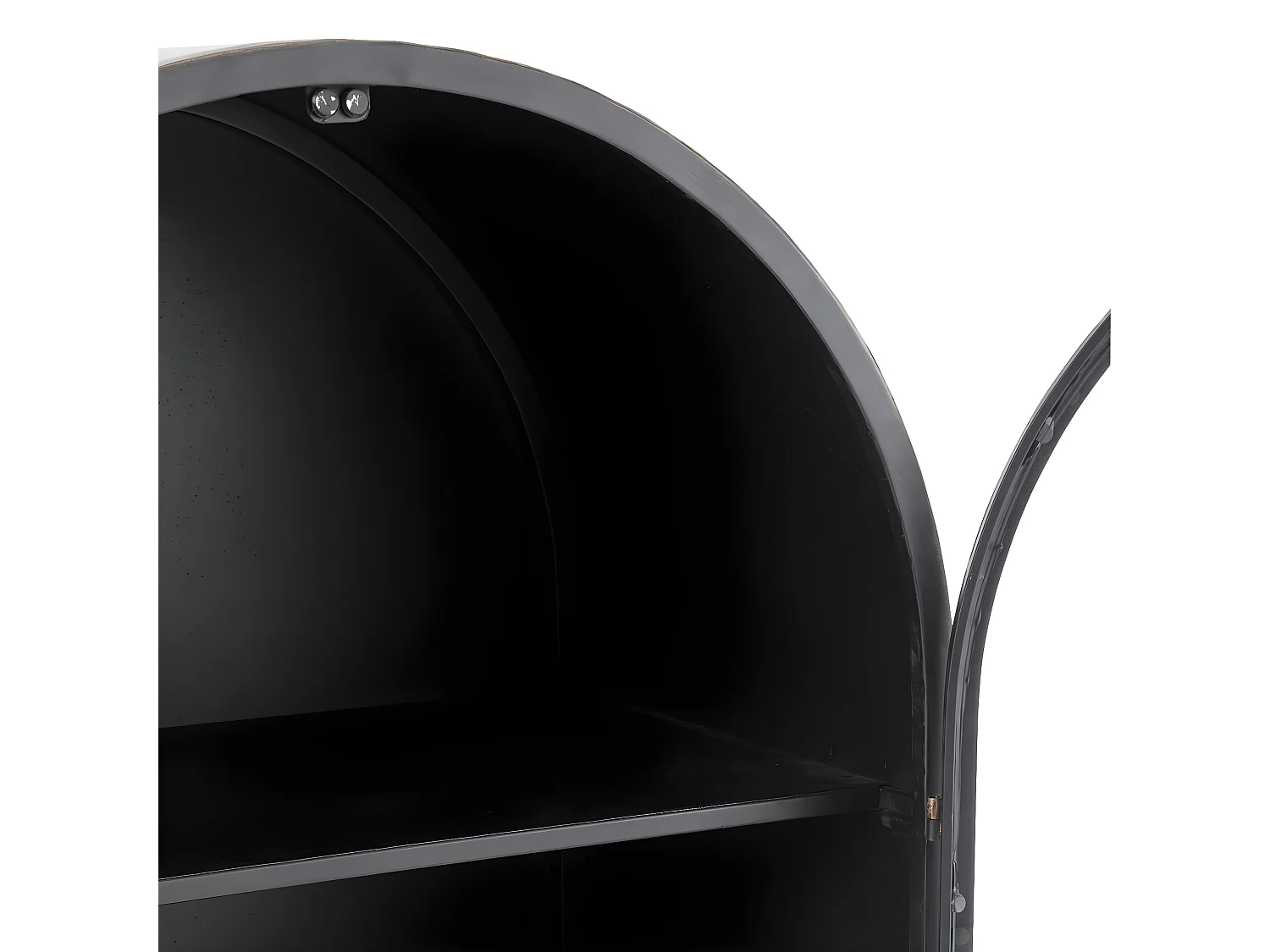 Armoire demi-cercle rond métal avec Vitrine - L71 cm