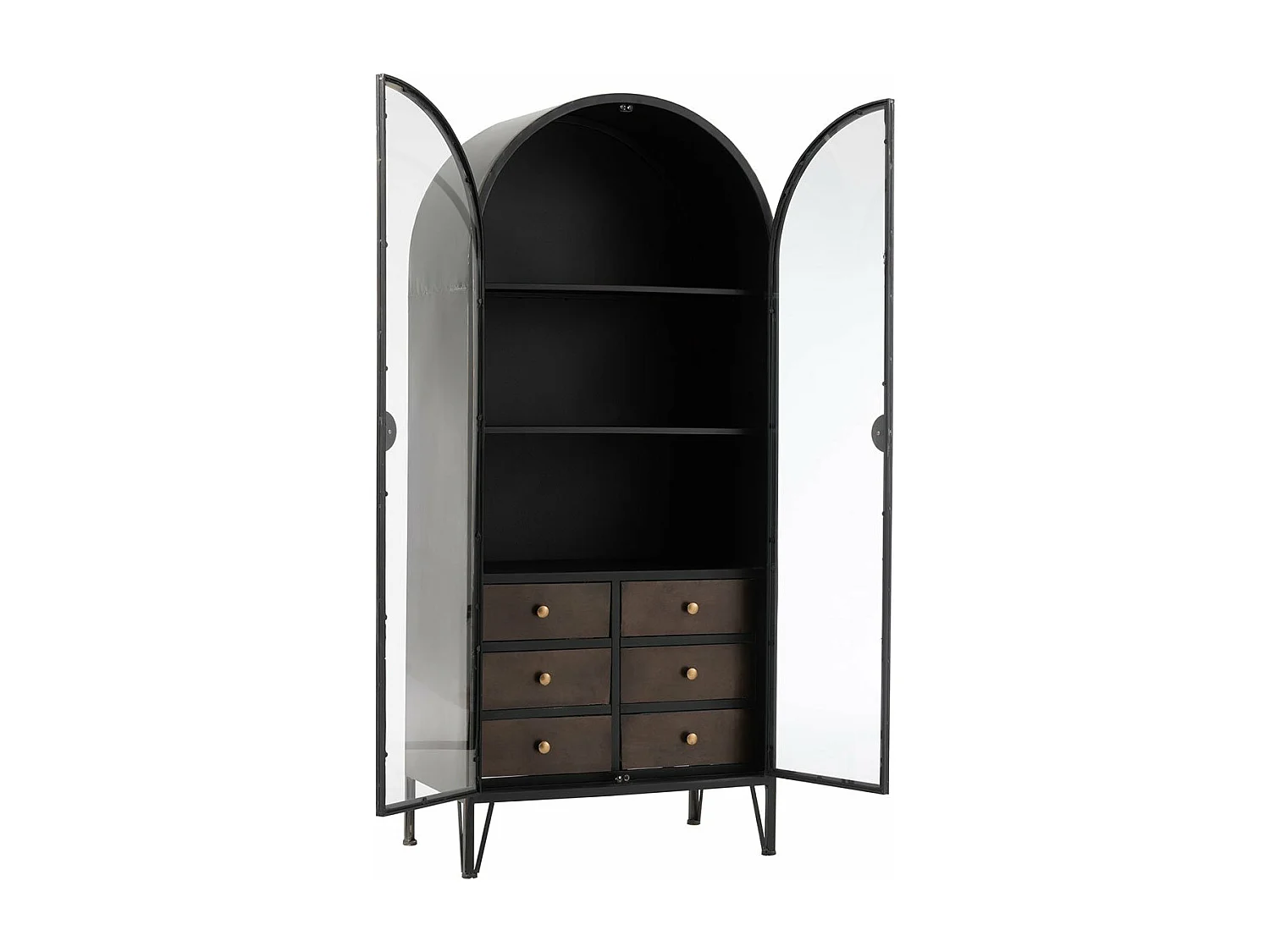 Armoire demi-cercle rond métal avec Vitrine - L71 cm