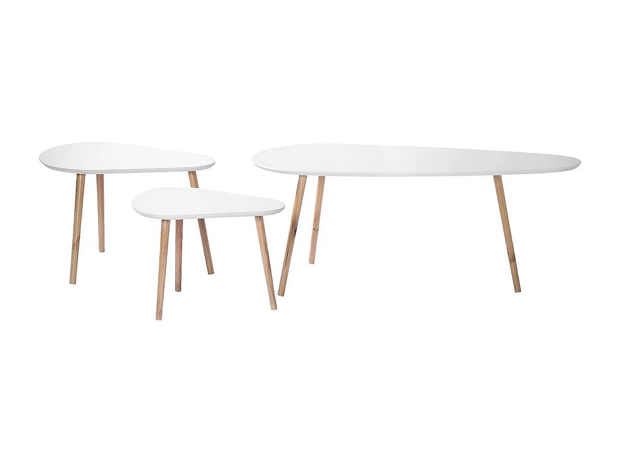Set de 3 Tables Gigognes Blanc et Bois