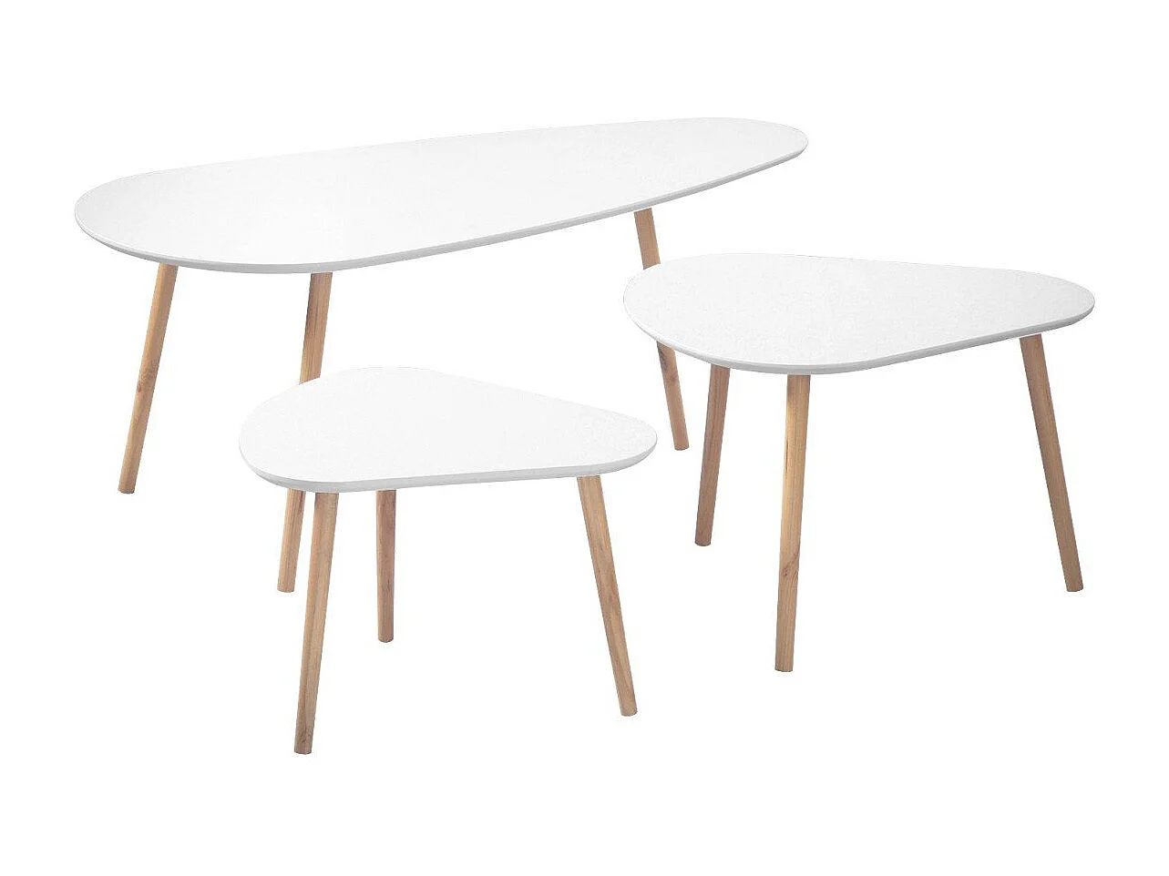 Set de 3 Tables Gigognes Blanc et Bois