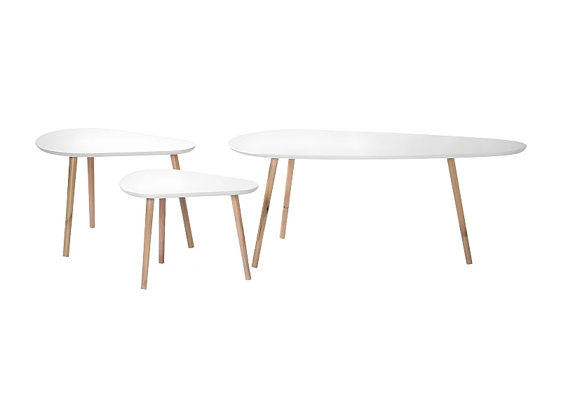 Set de 3 Tables Gigognes Blanc et Bois