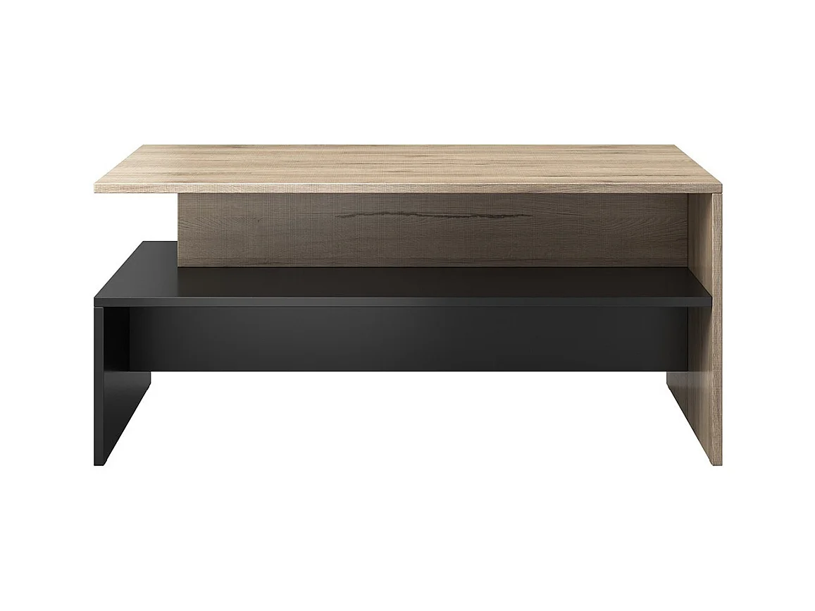 Salontafel RAMOS - Eiken en zwart - Modern design - Handig opbergplateau