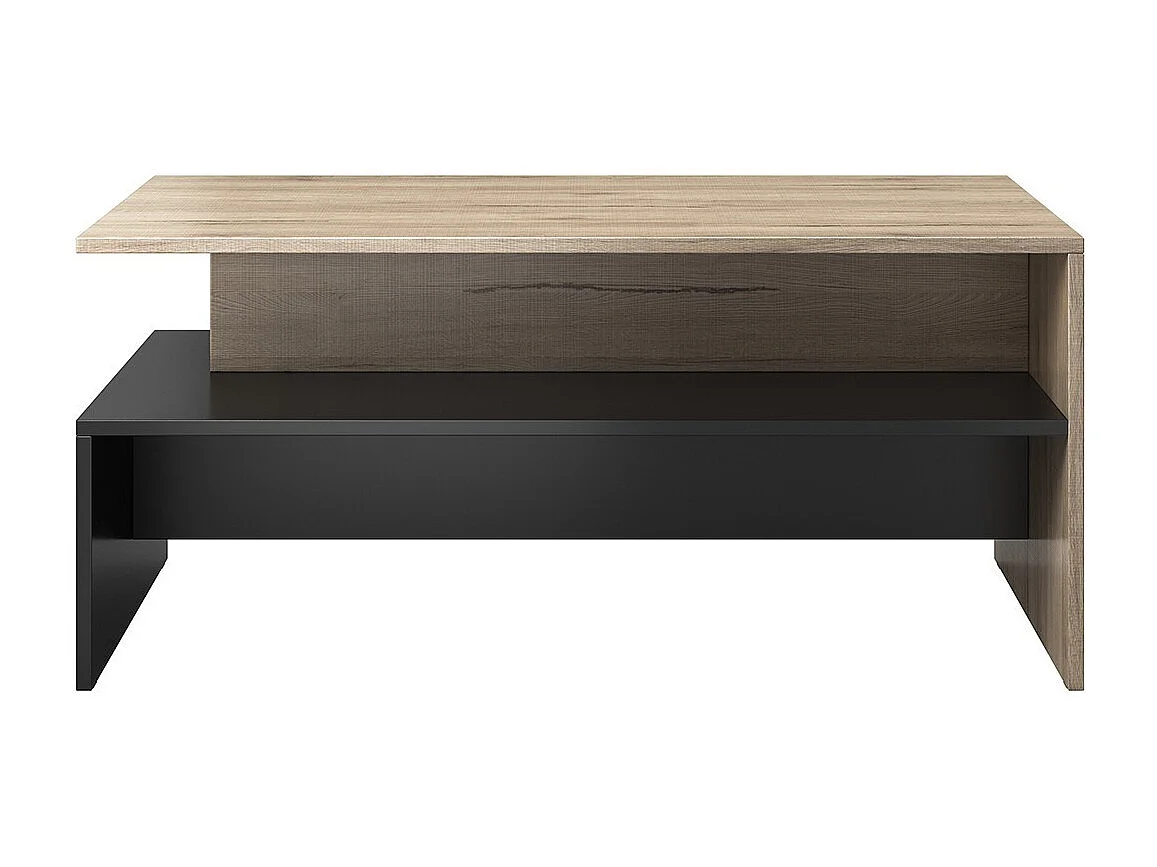 Salontafel RAMOS - Eiken en zwart - Modern design - Handig opbergplateau