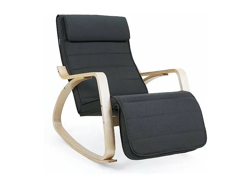 Fauteuil à bascule avec accoudoirs et repose-pieds 5 positions - L55 x H91 cm