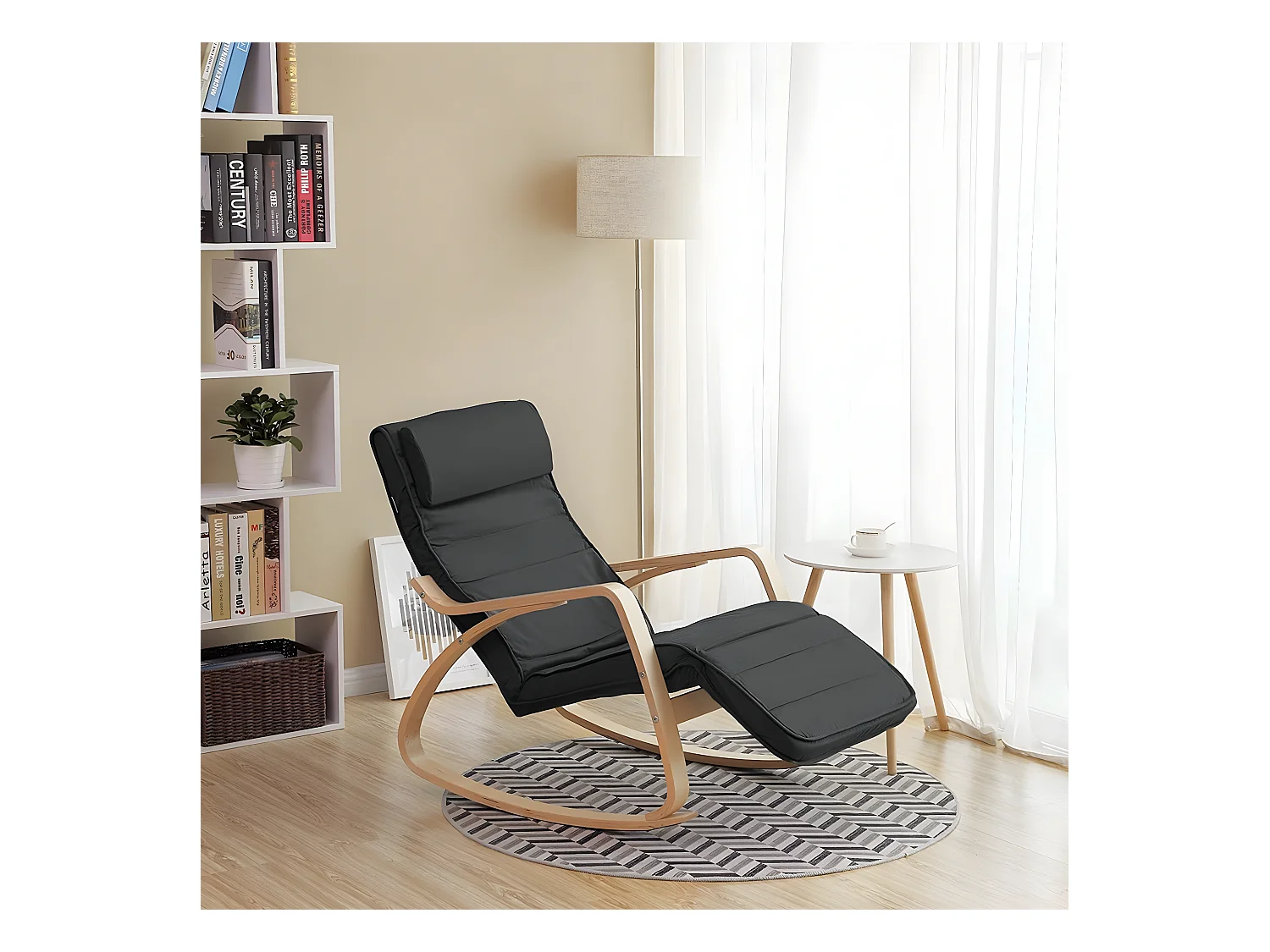 Fauteuil à bascule avec accoudoirs et repose-pieds 5 positions - L55 x H91 cm