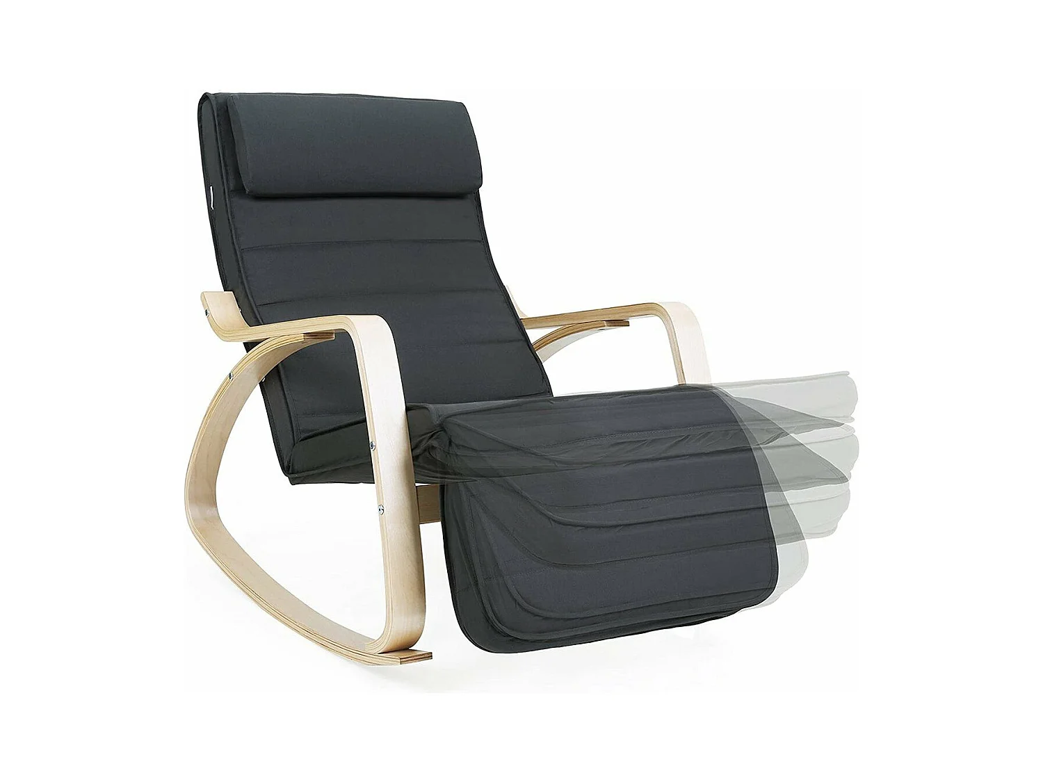 Fauteuil à bascule avec accoudoirs et repose-pieds 5 positions - L55 x H91 cm